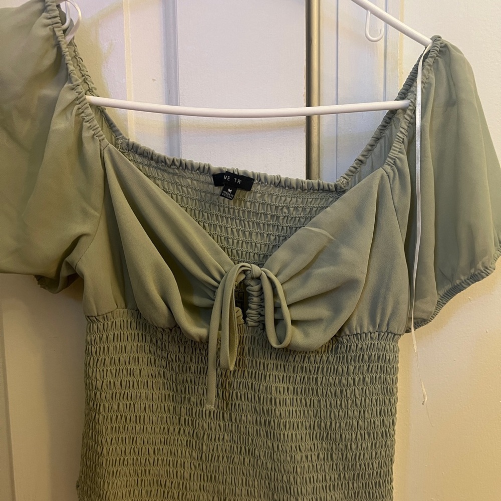 Green Ruffled Crop Top